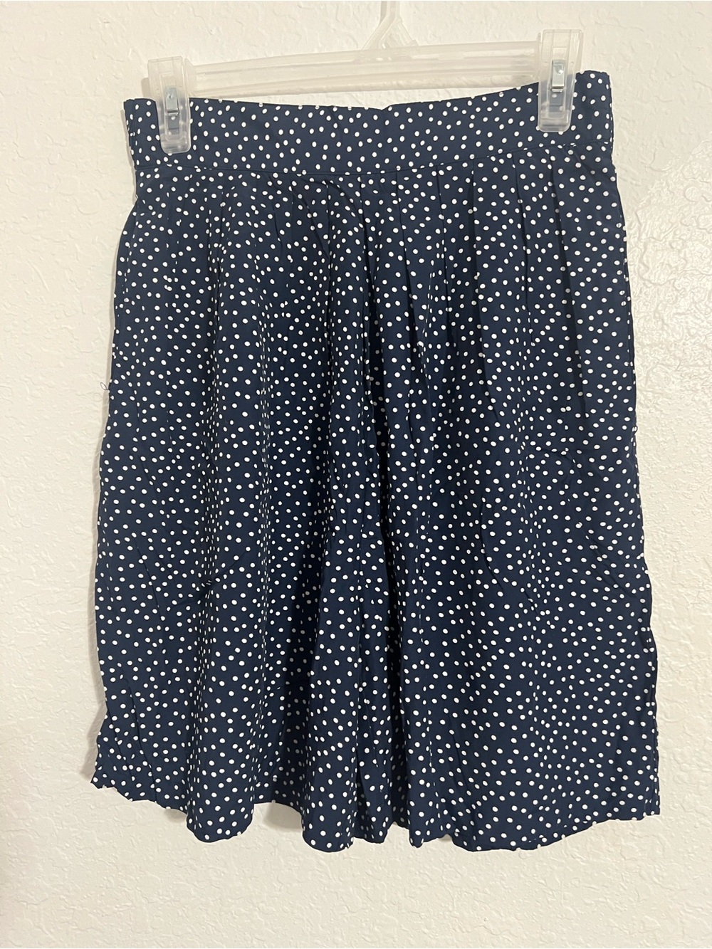 Vintage ORB Blue And White Polka Dot Midi Skirt/Skort  Size S Rayon Pull On #504